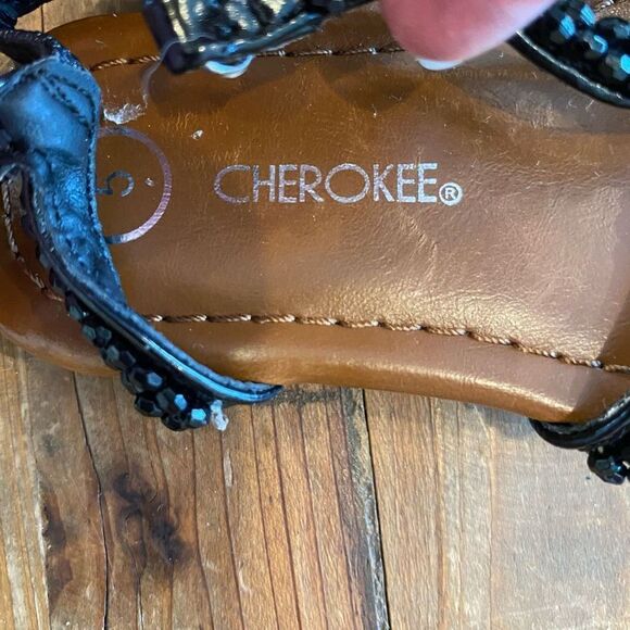 NEW Cherokee Black Jeweled Sandal Toddler Girl Size 5 - Picture 4 of 13